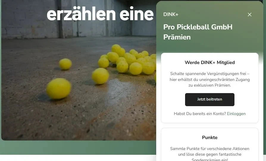 DINK+ Bonusprogramm: Punkte sammeln und sparen bei Pro Pickleball - Pro Pickleball GmbH