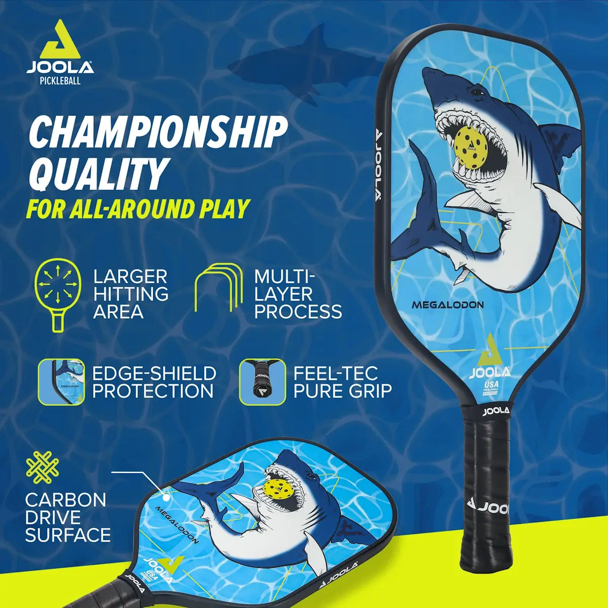 JOOLA Megalodon Junior Pickleball Paddle - Shark