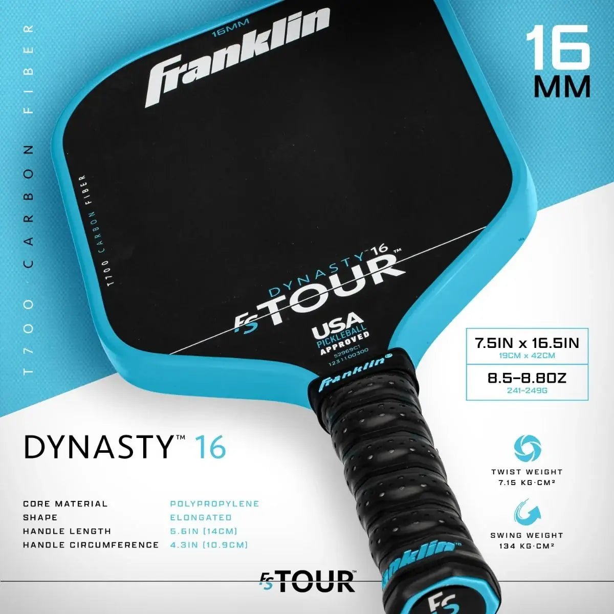 Franklin FS Tour Dynasty 16mm Pickleball Paddle